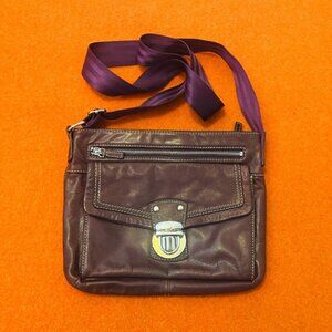 Danier dark purple real leather crossbody shoulder bag purse EUC